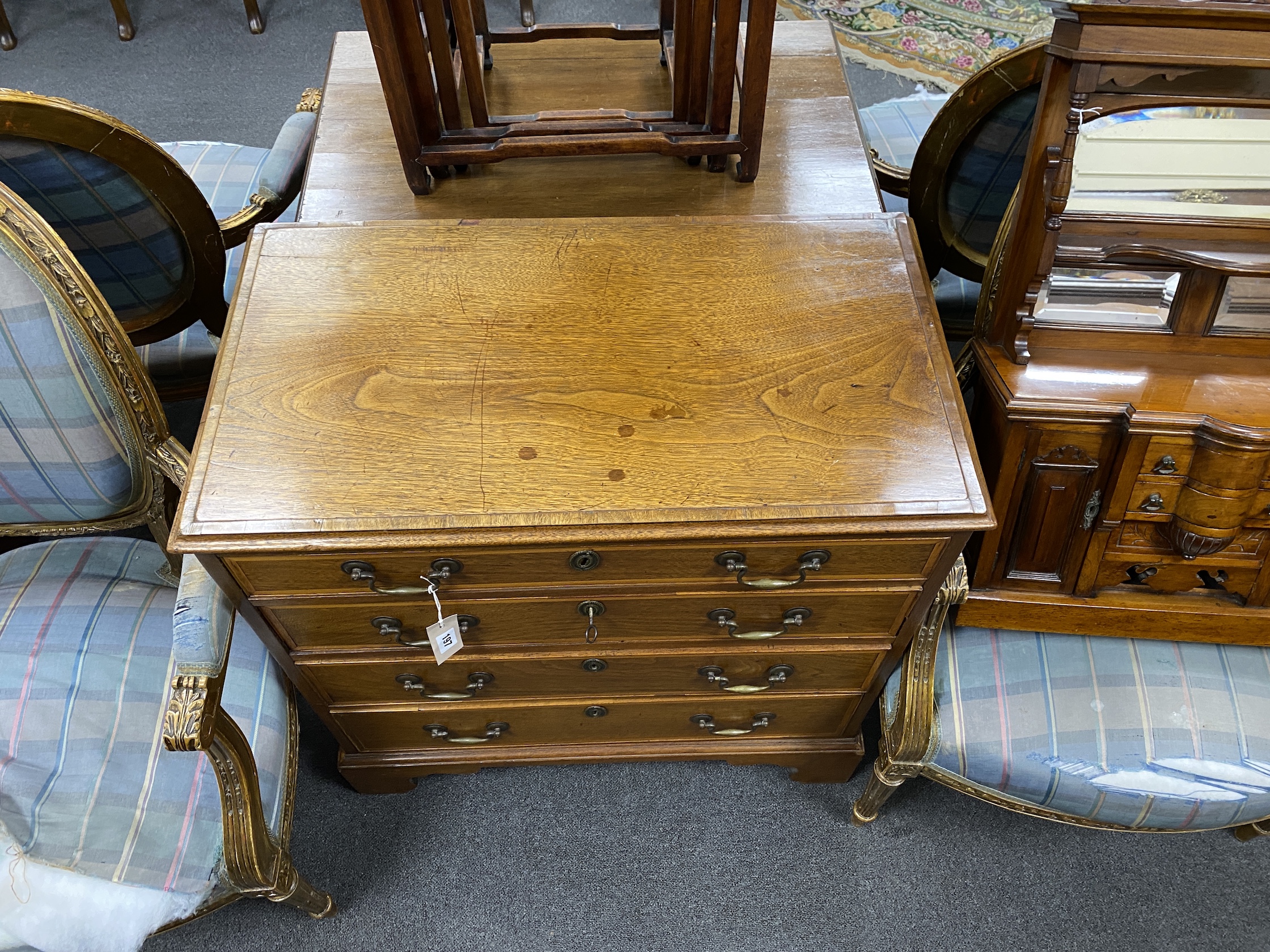 A small George III style mahogany four drawer chest, width 79cm, depth 44cm, height 79cm